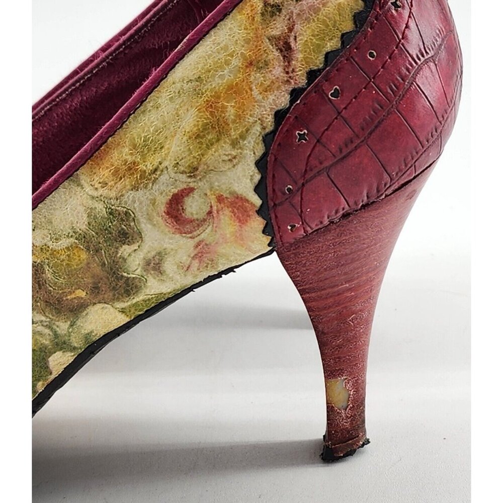 XOXO Women's Y2K Leather Cap Toe Floral Pump Heels Girly Soft Romantic Size 10 - Picture 6 of 13